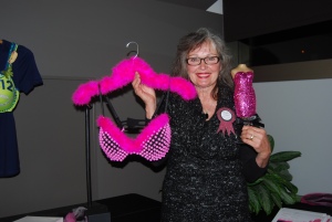 Bras for the Cause Peoples Choice Award goes to Marilyn Nelson with 64 votes for her creation TICKLED PINK